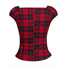 Load image into Gallery viewer, 1384 Women&#39;s Vintage 50s Pinup Style Peasant Gingham Checkered Top