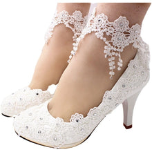 Load image into Gallery viewer, 1409 Women&#39;s Removable Lace Strap High Heel Wedding Shoe Pumps
