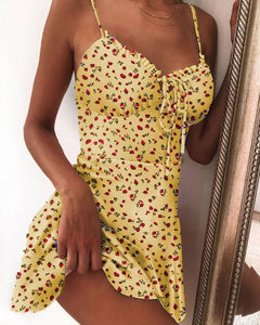 1417 Women's Sleeveless Strawberry Printed Mini Sling Dress