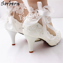 Load image into Gallery viewer, 1409 Women&#39;s Removable Lace Strap High Heel Wedding Shoe Pumps