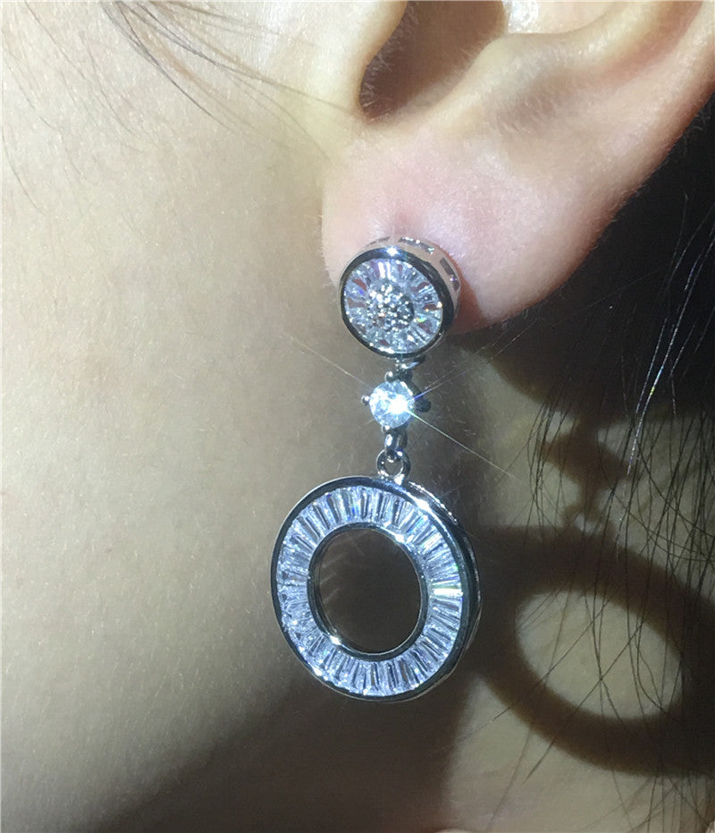 408 Do Jewelry Statement Lady AAAAA Cz Sterling Silver Wedding Dangle Earrings