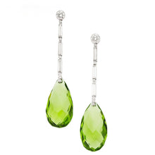 Load image into Gallery viewer, 912 Ranssi Sterling Silver 925 Long Earrings Green Crystal Water Drop Earrings