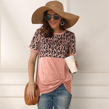 Load image into Gallery viewer, 1097 Vin Beauty Leopard Splice O-Neck Short Sleeve T-shirt Tops