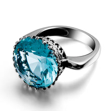 Load image into Gallery viewer, 1038 Szjinao Beautifully Carved Sterling Silver 925 Women&#39;s Created Aquamarine Ring