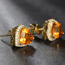 Load image into Gallery viewer, 573 Huisept Trendy 925 Silver Heart-Shape Yellow Crystal Cubic Zirconia Stud Earrings