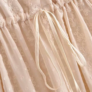 1381 Women's Vintage Style Long Sleeve V-Neck High Waist Drawstring Bow Long Dress