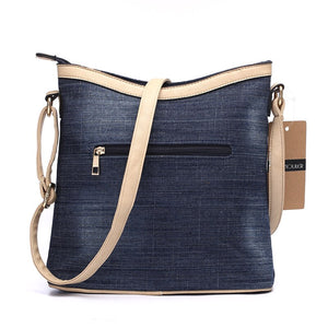 186 Annmouler Brand Women's Patchwork Denim Messenger Bags