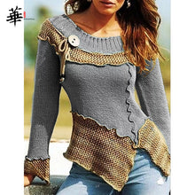 Load image into Gallery viewer, 880 Oriental Enjoy Women&#39;s O-Neck Long Sleeve Slim Ruffle Pullover Sweaters Plus