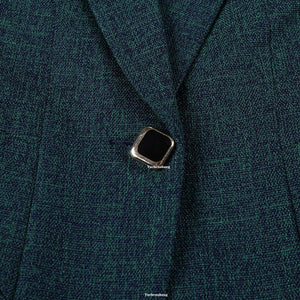 1246 YUCHENSHANG Notched Collar Blazer Pockets Single Button Slim Jackets Plus