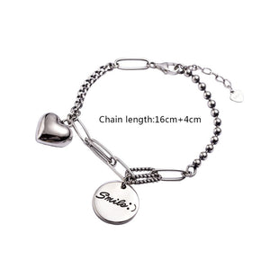 1224 XIYANIKE 925 Sterling Silver Couple LOVE Heart Pendant Bracelet