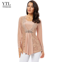 Load image into Gallery viewer, 1240 Yitonglian Women&#39;s Vintage Floral Crochet, Cotton Long Sleeve Tunic Blouse Plus