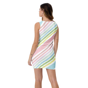 1604 Isabella Saks Branded Stripes Print Sublimation Cut & Sew Dress
