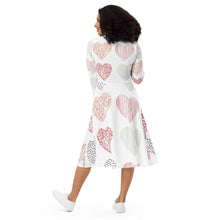 Load image into Gallery viewer, 1585 Isabella Saks Branded Hearts print long sleeve midi dress