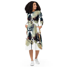 Load image into Gallery viewer, 1584 Isabella Saks Branded Floral All-over print long sleeve midi dress
