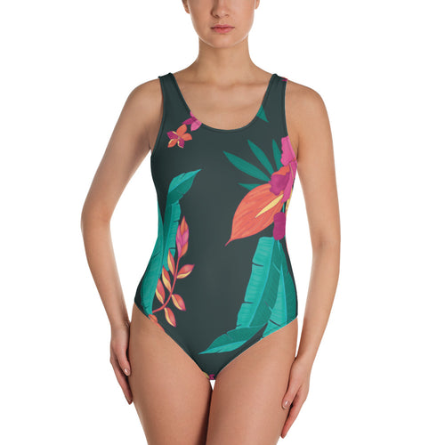 1553 Isabella Saks Branded One-Piece Swimsuit Floral Print