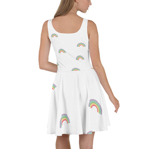 1589 Isabella Saks Branded Rainbows Print Skater Dress