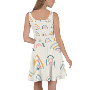 1597 Isabella Saks Branded Rainbows Print Skater Dress