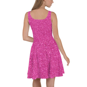 1627 Isabella Saks Branded Pink Print Skater Dress