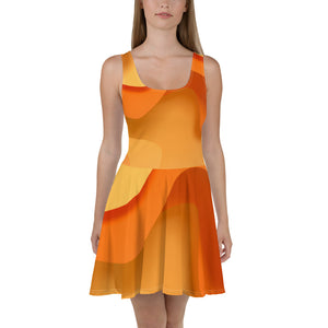 1605 Isabella Saks Branded Orange Print Skater Dress