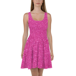 1627 Isabella Saks Branded Pink Print Skater Dress