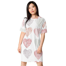 Load image into Gallery viewer, 1586 Isabella Saks Branded Hearts Print T-shirt dress