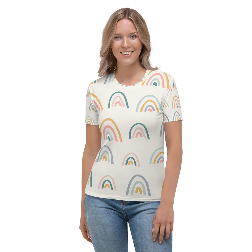 1607 Isabella Saks Branded Rainbows Print Women's T-shirt