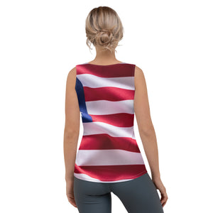 1609 Isabella Saks Branded USA Flag Print Sublimation Cut & Sew Tank Top