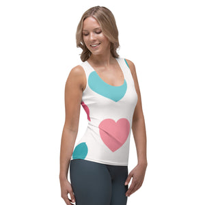 1570 Isabella Saks Branded Sublimation Cut & Sew Hearts Tank Top