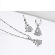 Load image into Gallery viewer, 333 Christmas Tree Jewelry Sets Cz Real 925 Sterling Silver Pendant Necklace &amp; Earrings