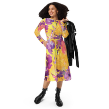Load image into Gallery viewer, 1518 Isabella Saks Branded All-over print long sleeve midi dress
