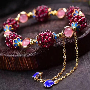 1017 Summer Love Handmade Natural Garnet Quartz Gemstones Bead Bracelet
