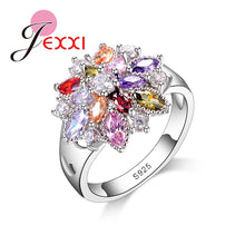 Load image into Gallery viewer, 615 Jemmin Bling Jewelry 925 Sterling Silver Colorful Flower Cubic Zirconia Ring