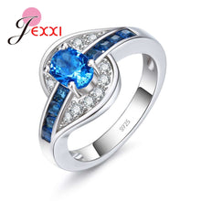 Load image into Gallery viewer, 462 Fashion Jewelry Real Blue Austrian Crystal S925 Sterling Silver Ring