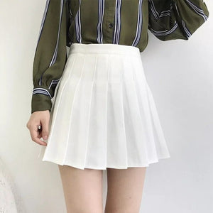 328 Chidrizawa Women's Preppy Style High Waist Chic Pleated Stitching Skirts
