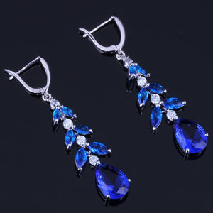 979 Silverway Water Drop Blue Cubic Zirconia Sterling Silver Drop Dangle Earrings