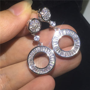 408 Do Jewelry Statement Lady AAAAA Cz Sterling Silver Wedding Dangle Earrings
