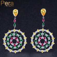 Load image into Gallery viewer, 893 Pera Vintage Style Sterling Silver Cubic Zirconia Pave Long Dangling Big Earrings