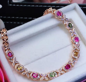 975 Shop3657023 Exquisite Sterling Silver Natural Tourmaline Gemstones Bracelet