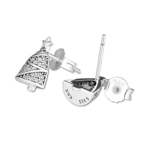 477 Five Star Jewelry Authentic Sterling Silver Cz Twinkling Christmas Tree Stud Earrings