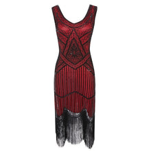 Load image into Gallery viewer, 517 Great Gatsby 1920s Sequin Beaded Fringed Flapper Dress w/Accessories Plus