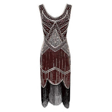 Load image into Gallery viewer, 517 Great Gatsby 1920s Sequin Beaded Fringed Flapper Dress w/Accessories Plus