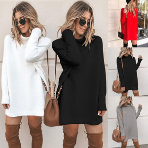 610 Jeams & Hazel Fashionable Slim Long Sleeve Turtleneck Women's Knit Dresses