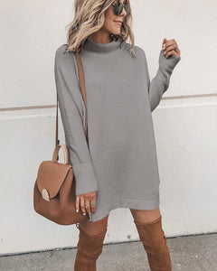 610 Jeams & Hazel Fashionable Slim Long Sleeve Turtleneck Women's Knit Dresses