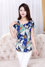 Load image into Gallery viewer, 532 HANQIYAHULI Women&#39;s Summer Short Sleeve Boat Anchor Floral T-Shirt Plus