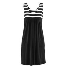 Load image into Gallery viewer, 588 Icevoolen Fashion Striped Loose Simple Sleeveless Mid-Calf Dress Plus