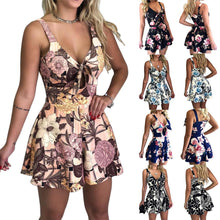 Load image into Gallery viewer, 1120 Women&#39;s Summer Jumpsuit Shorts Short Sleeve V-neck Sleeveless Rompers