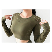 Load image into Gallery viewer, 1146 Women&#39;s Fitness Sport Long Sleeve Layer Crew Neck Crop Top or Leggings