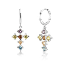 Load image into Gallery viewer, 177 ANDYWEN 925 Sterling Silver Cross CZ Hoops Earrings, Bracelet Or Necklace