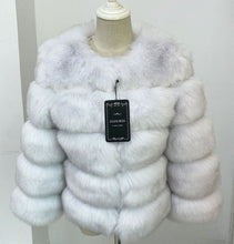 Load image into Gallery viewer, 1250 Zadorin Women&#39;s Winter FAUX Fur 3/4 Sleeve O-Neck Elegant Coat Plus
