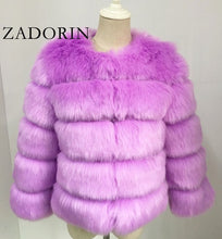 Load image into Gallery viewer, 1250 Zadorin Women&#39;s Winter FAUX Fur 3/4 Sleeve O-Neck Elegant Coat Plus